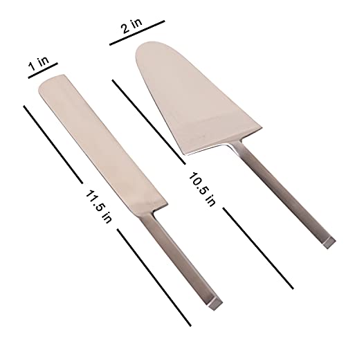 Image of Nestroots Cake, Pie & Pastry Servers Cake Cutting Knife Spatula Server Set of 2 Stainless Steel(Silver)