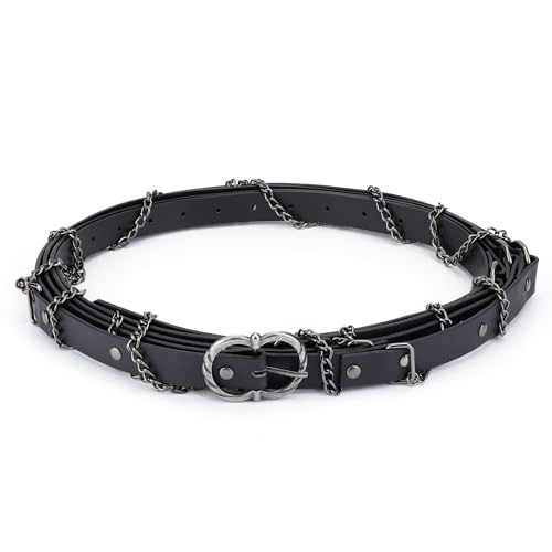 FALETO Medieval DIY Fax Leather Metal Chain Belts for Women Vintage Waist Belt Cosplay Renaissance Fairs Daily Wear4