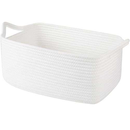 Image of OIAHOMY 19L Woven Basket, Gift Basket Empty with Gift Bags and Ribbons, Rope Baskets for Baby Showers, Storage Baskets with Handles for Nursery, Pet Toy Organizer - White