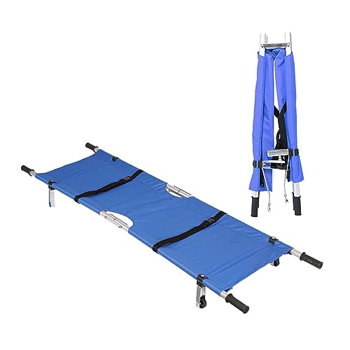 Camilla portátil plegable para emergencias médicas, camilla de tela Oxford impermeable con tablero de metal para ambulancia, transportador seguro de pacientes con ruedas, rodamiento máximo 135 kg, C