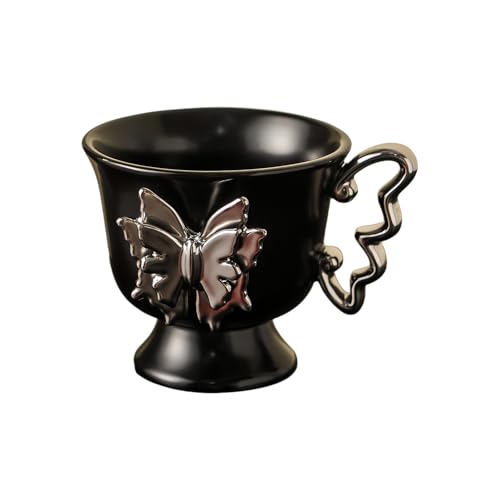 HUMOCHUSON Tazas Originales Copa De Cerámica Con Relieve De Mariposa De 300 Ml, Taza De Café Con Leche Para Desayuno En Casa, Adecuada Para Parejas De Niñas.