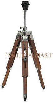 NauticalMart Designer Shiny Finish Wooden Tripod Table LAMP Stand
