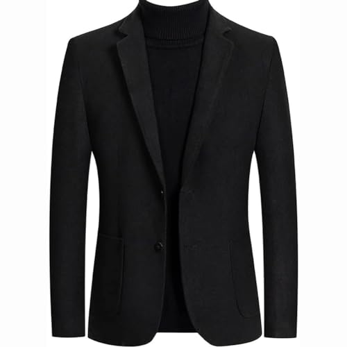 Mens Wool Blend Sports Coat Solid Casual Regular Fit Blazer for Business