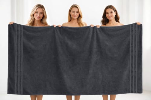 Image of DAN River 2 Pack Bath Sheets Extra Large 35x70, Large Bath Towels for Adults, XL Oversized Heavy Duty Towel Set, 600 GSM 100% Ring Spun Cotton, Soft Quick Dry, Dark Gray