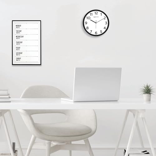 Image of Amazon Basics Plastic 12-Inch Wall Clock | Analog Operation | Durable Polypropylene Construction | Silent Precision | Battery-Powered | 1-Year Warranty (Black)