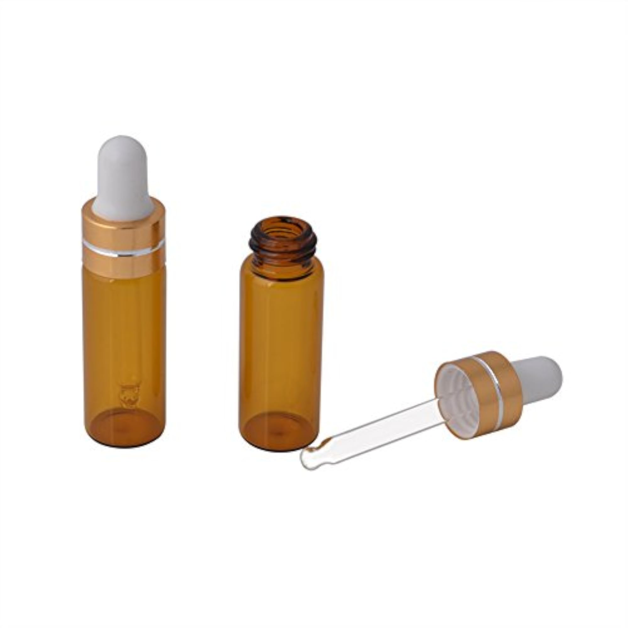 5ml Mini Amber Refillable Glass Essential Oil Bottles, 15 Pack