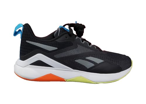 Reebok Men's Nanoflex TR 2.0 Cross Training Shoes (Black/Grey/White/Yellow Orange, 7)