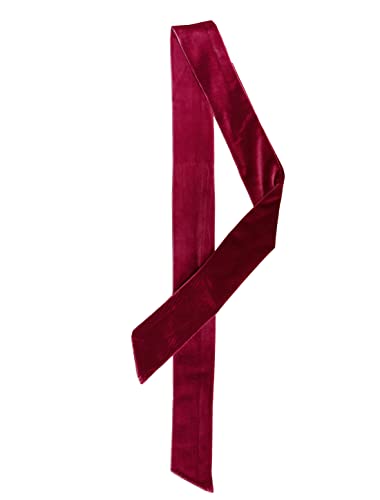sourcing map Women Vintage Velvet Skinny Neck Scarves Solid 