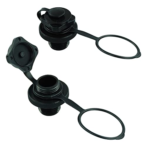 LAMXD 2 Pcs Inflatable Boat Air Valve, Boston Spiral Air Plugs Quick Inflate & Deflate Screw Nozzle Cap Anti-leakage Bungs Replacement for Kayak, Dinghy, Airbeds, Hot Tub, Raft, Pool Boat-Black