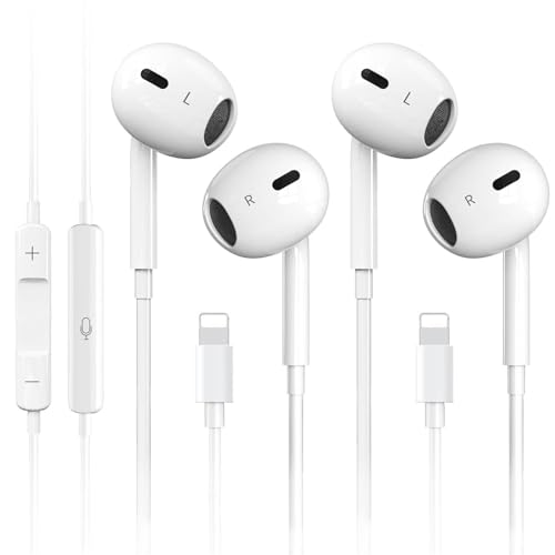 galawelly 2-Pack Wired Earbuds for iPhone| Built-in Mic & Volume Control, Noise Reduction Headphones Compatible with iPhone 14/13/12/11/X/8/7/SE/Pro/Max/Plus & All iOS Systems