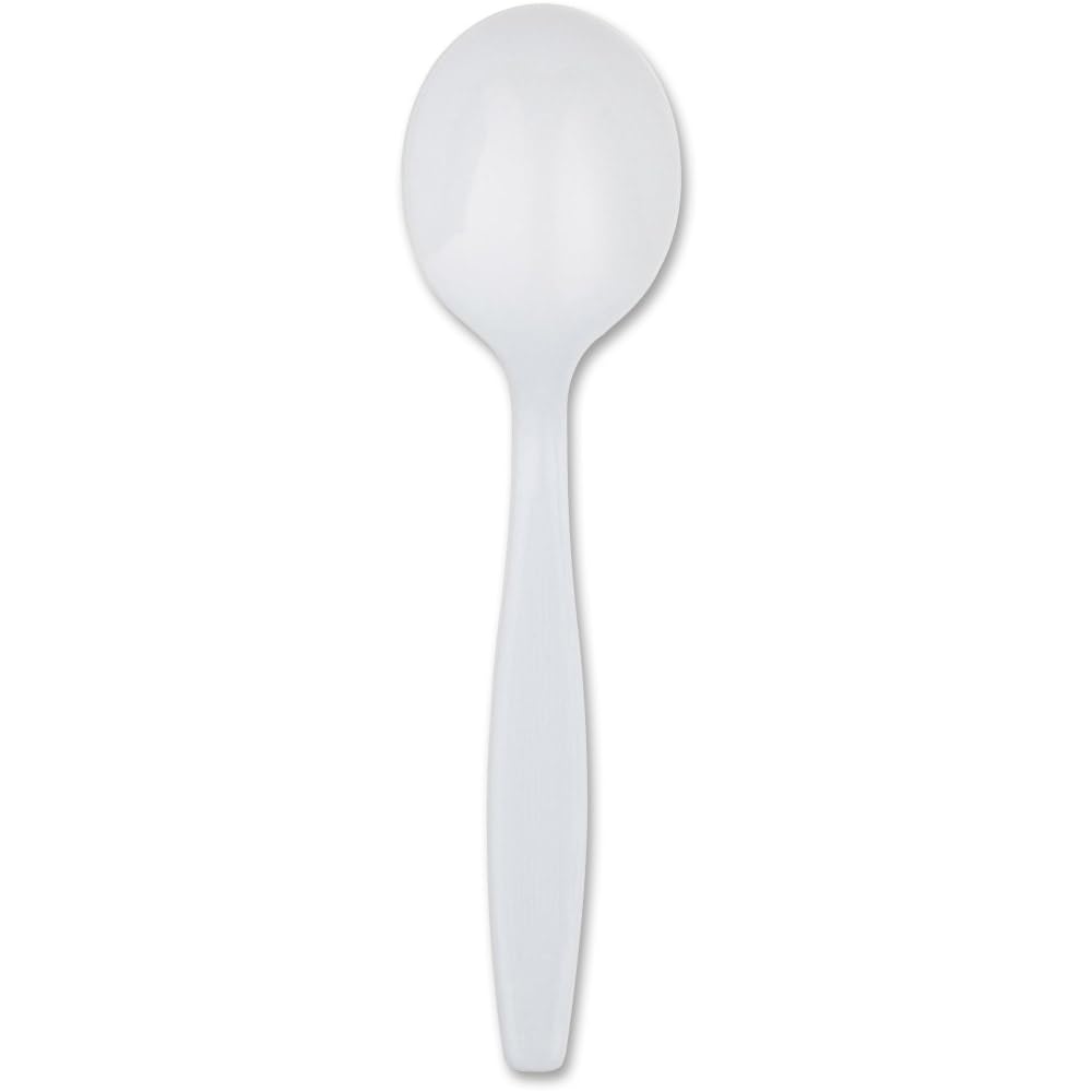 Dixie 5.75" Heavy-Weight Polystyrene Plastic Soup Spoon by GP PRO (Georgia-Pacific), White, SH207, 1,000 Count (100 Spoons Per Box, 10 Boxes Per Case) - Packaging may vary