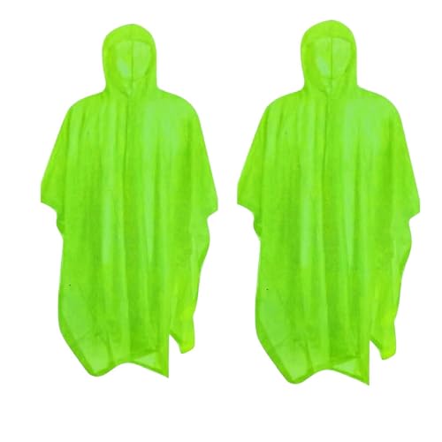 RAIN GUARD 2 Pc. 10 Mil Neon Green Vinyl Rain Poncho with Hood | Expanded 50