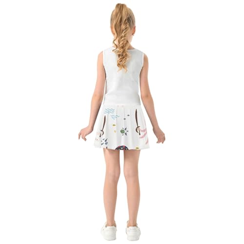 Girls' Shorts Athletic Skorts Tennis Skirts Toddler Floral Pleated Cute Cartoon Octopuses Pirates 3t4