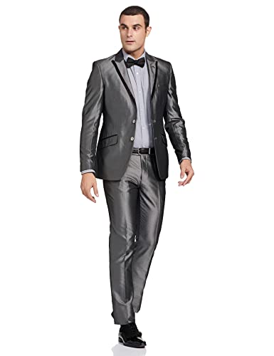 Image of Raymond Polyester Blend Men's Full Sleeve Slim FIT Medium Grey Formal Suit