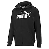 PUMA Men's Essentials Big Logo Full Zip Hoodie, Black-cat, Medium