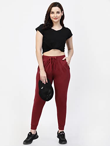 Image of UZARUS Women's Cotton Regular Fit Joggers Track Pants with 3 Pockets
