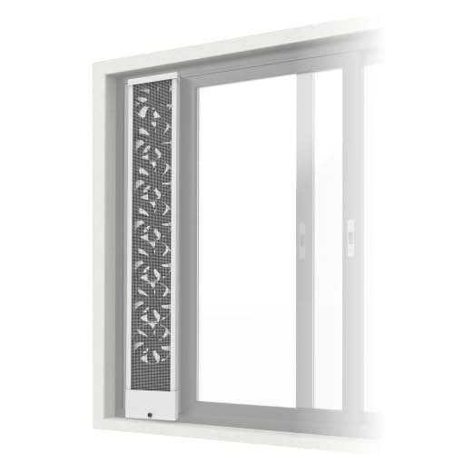 Image of 41.3-43.3 Inch White Vertical Window Fan for Sliding Windows Exhaust Only | Fits Window Top and Bottom Inner Frames, Tool-Free Setup with Variable Speeds, for Small Smoky Spaces Pet Areas, White