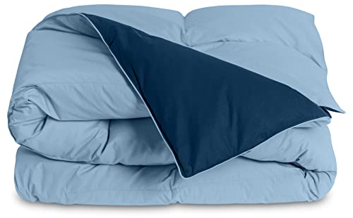 Image of ROYALE All Season Down Alternative Bedding - Lightweight Quilted Comforter with Corner Tabs - Soft Luxury Hotel Comforter - Box Stitched Duvet Insert (Full, Navy & Lake Blue)