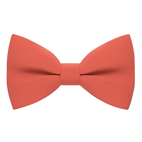 Bow Tie House Linen Boys Pre-Tied Bow Tie Formal Solid Tuxedo (Medium, Coral)