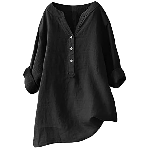 HAOLEI Chemise Femme Lin Boutonnée Cover