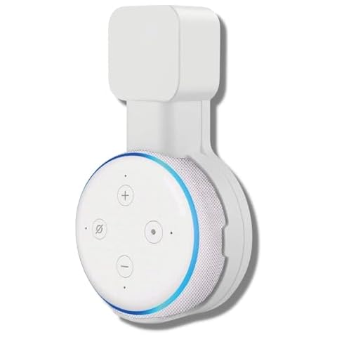 Sintron Wall Mount Holder for Dot 3, Smart Home Wall Mount Stand Hanger for Dot 3rd Generation Speaker Holder, Space Saving Accessories Without Messy Wires, Compatible with UK Plug Google Mini (White) Cover