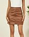 LOMON Womens PU Leather Skirt High Waisted Stretchy Zipper Bodycon Mini Short Skirts with Shorts Brown Medium