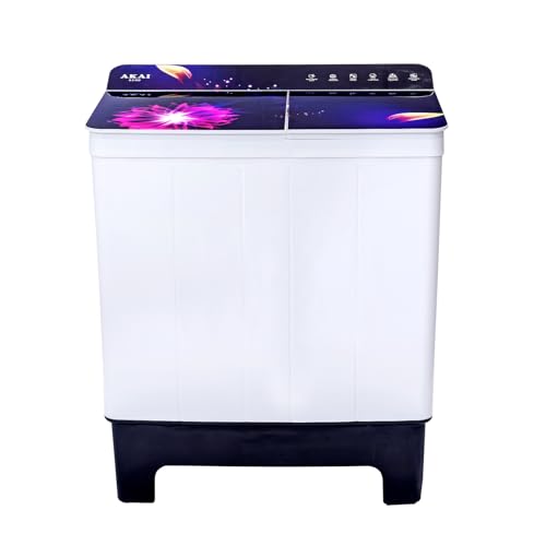 Image of Akai 8.5 Kg, 5 Star, Semi Automatic Top Loading Washing Machine (AKSA-85DVFG) Black Voielt flower Glass with Black base full glass