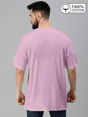 Image of Veirdo Oversized Baggy Fit Drop Shoulder Half Sleeves Round Neck Solid Pure 100% Cotton T-Shirt for Men (Available in White, Black, Mustard, Maroon, Green, Lilac, Navy, Red Color)