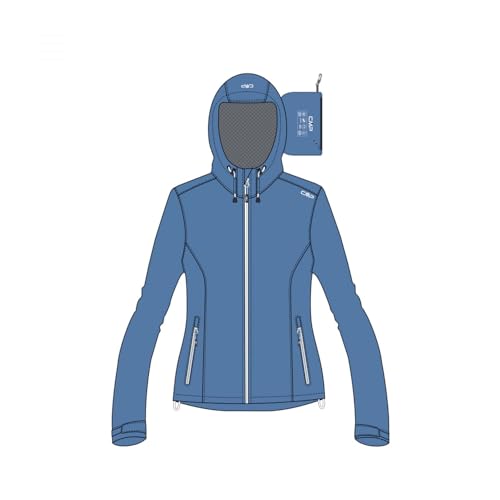 CMP - Giacca da pioggia antistrappo da donna con cappuccio fisso, Provenza, 46
