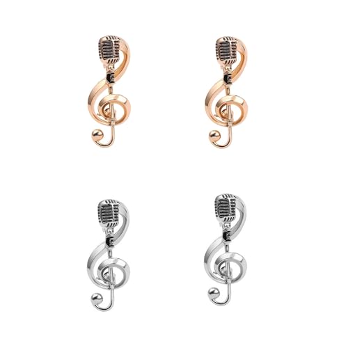 Image of Microphone Music Brooch Cute Music Notes Brooch Pins Microphone Shape Fashion Brooch Simple Accessories for Women Girl Party Concert