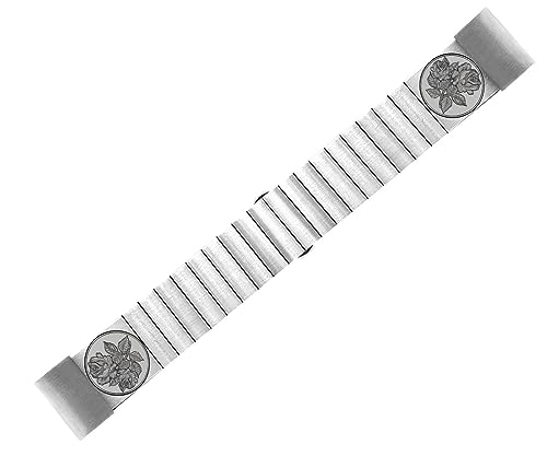 NICKSTON Roses Floral Engraved Band Compatible with Garmin Fenix 7X Solar Sapphire 6X Pro 5X Plus Fenix 3 Descent Mk1 Mk2 Mk2i Silver Stainless Steel Strap S-RS1-A26 (8.5