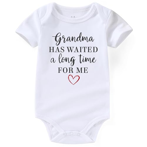 promoted to grandma has waited a long time for me baby pregnancy announcement gender neutral baby clothes