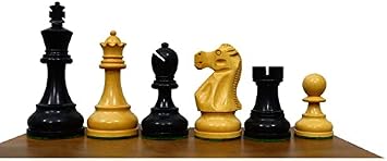 1972 REYKJAVIK World Chess Championship Chess Pieces Reproduced with Ebony Boxwood Only - 3.9" King with 2 Extra Queens - Taj Chess Store