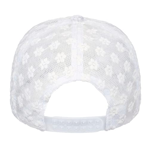 Tidefire Women's Lace Small Flower Baseball Caps Adjustable Hollow Lace Hat Summer Cap Visor Cap (White) #TOP3