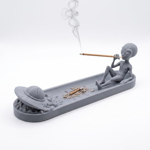 Image of Vikson International Alien Incense Holder | Alien Stick Incense Burner & Ash Catcher Tray, Zen Meditation Room Decor & Stoner Desk Accessory