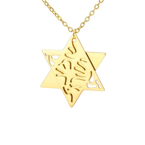 Collier Étoile de David double couche pendentif anti-enchevêtrement