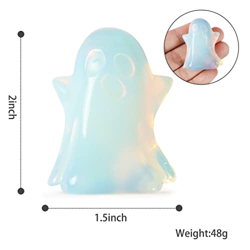 Artistone Crystal Ghost Statue 2 Inch Natural Gemstone Hand Carved Opalite Crystal Figurine Reiki Healing Stone Sculpture For Halloween Home Mantel Decoration #TOP1