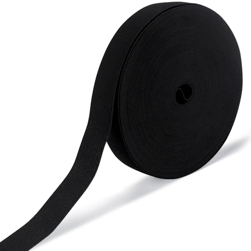 RIUNBB Black Elastic Bands for Sewing - Waistband Elastic 3/4 inch x 15 Yards - Durable Comfortable Stretch for Pajamas Crafts Waistbands & Masks
