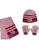 Matière: 100% acrylique. arlis Ensemble 3 Pieces Bonnet, Echarpe et Gants - Minnie (Rose)