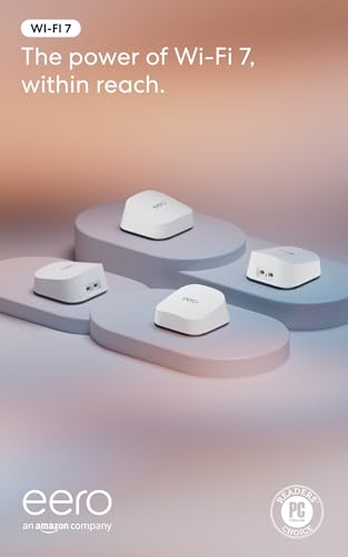 Image of Amazon eero 7 dual-band mesh Wi-Fi 7 router (newest model) - Supports internet plans up to 2.5 Gbps, Coverage up to 8,000 sq. ft., 4-pack
