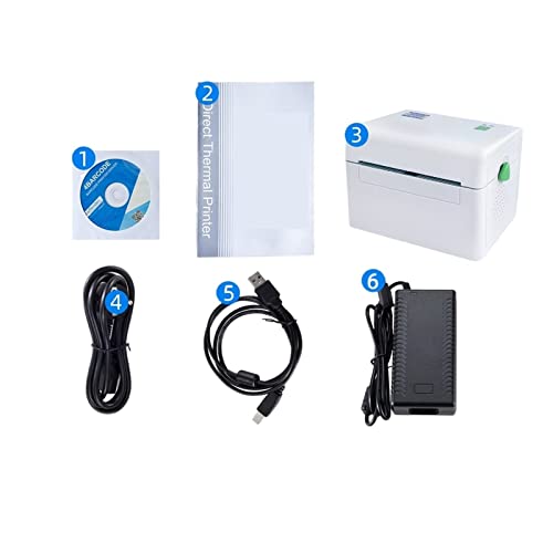Image of 4 Inch Label Printer Portable Functional Thermal Printer Support USB Interface 152mm /s Barcode Printer Black White(DT108B White)