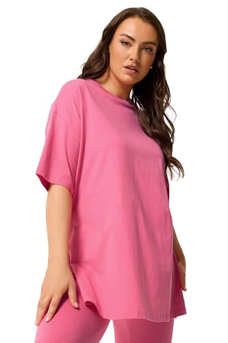 Image of Yours Curve Pink Relaxed Longline T-Shirt - Women's - Plus Size Curve
