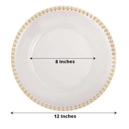 Platos cargadores acrílicos redondos dorados 12 pzas 13" miniatura 2