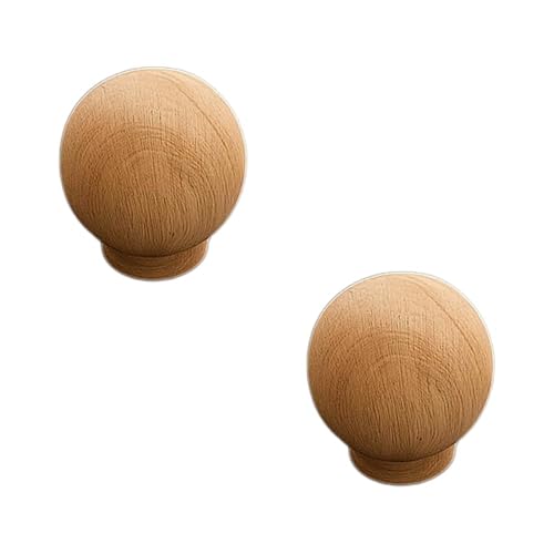 Image of 2 Piece Steam Beech Wood Drawer Knob | Wooden Cabinet Door Handle | Wardrobe & Cupboard Round Knobs | Furniture Pull Handle for Kitchen Cabinets, Dresser, Drawer & Home Decor - 1.5 Inch