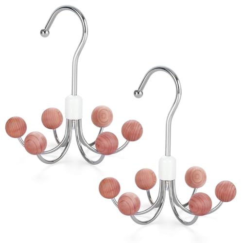 Wuden Hoodie Hangers 2-Pack with 6 Balls, 360°Swivel Purse Hanger, Scarf Hanger, Closet Hooks, Handbag Organizer, Bra Hanger
