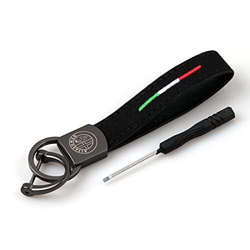 Porte-clés universel pour voiture Porte-clés emblème du drapeau italien avec tournevis pour Alfa Romeo, cuir et fourrure.