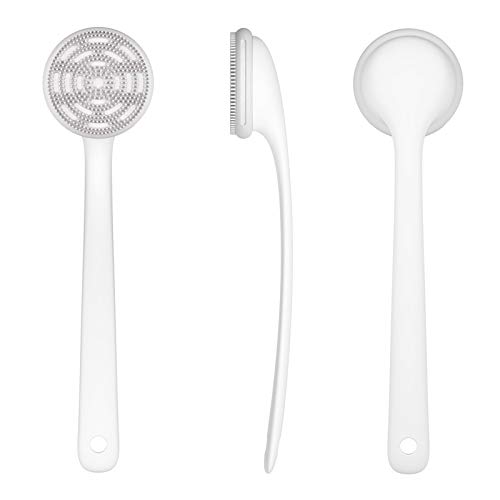 DNC Shower Brush Silicone Bath Body Brush - Back Scrubber for Shower Back Brush Skin Exfoliating Brush with Long Handle Back Cleaning Washer for Men Women