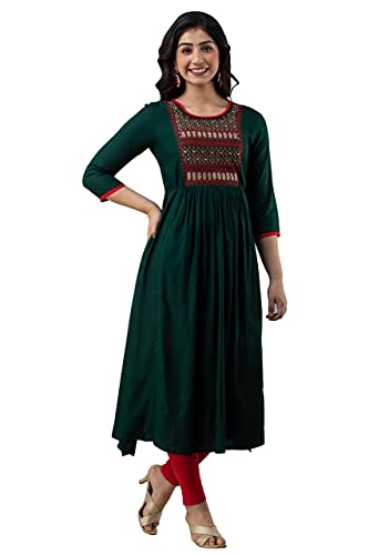 ANNU PARIDHAN Women's Rayon Embroidery Anarkali Kurta - Image 4
