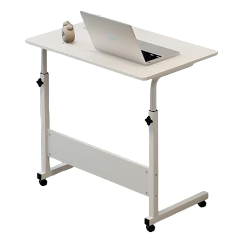 Genérico Escritorio pequeño en Forma de C con Ruedas y Altura Ajustable – Soporte móvil para portátil para sofá, Cama, sillón y Oficina – Mesa Auxiliar compacta de 80 cm para casa y Trabajo