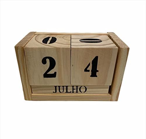 Calendário Permanente De Madeira - Preto e Branco